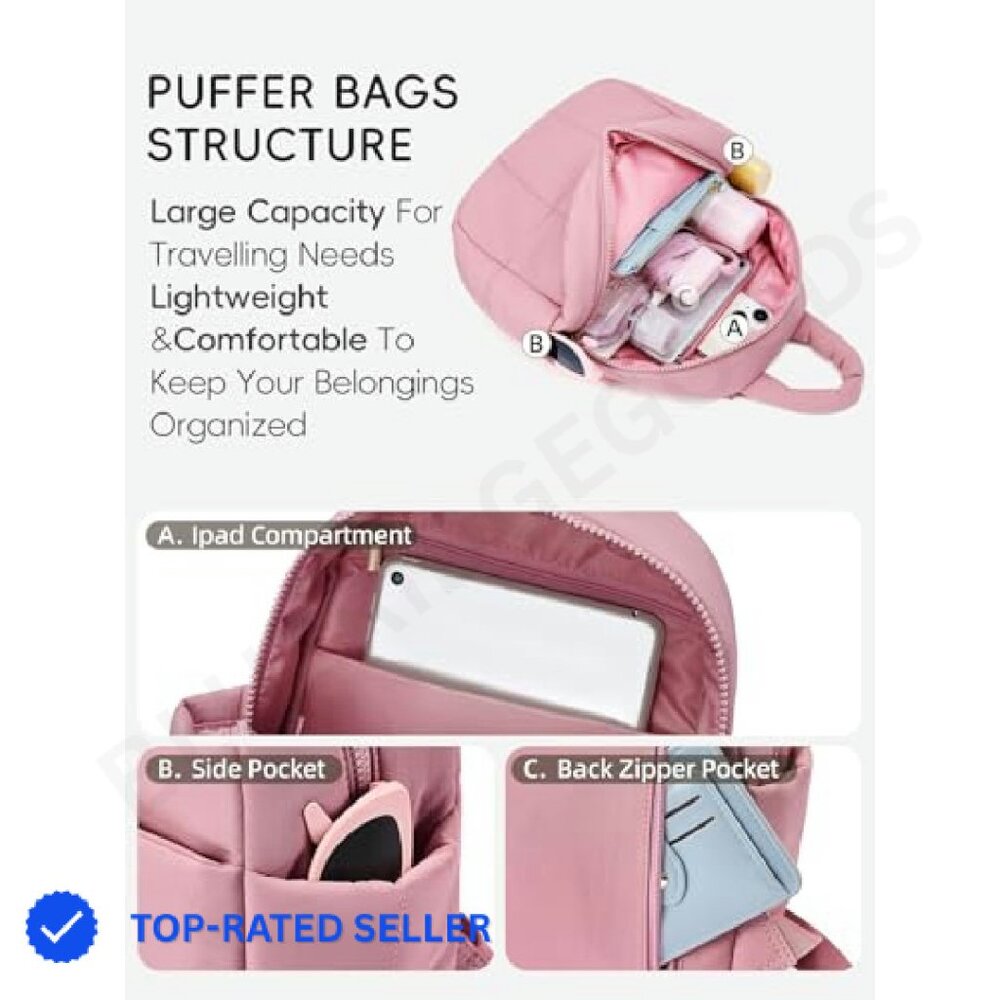 Puffer Mini Backpack Nylon Lightweight Quilted Tr… - image 4